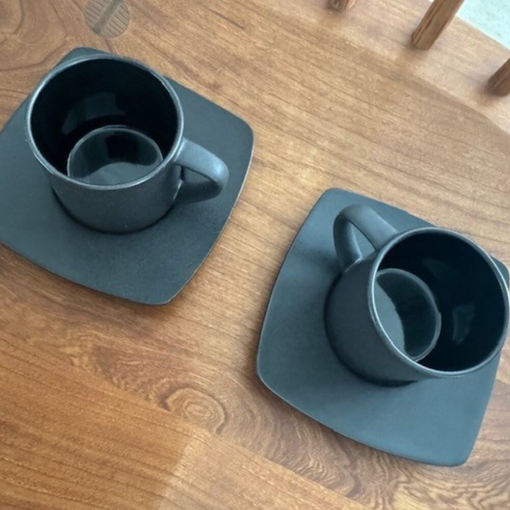 Brand New Pair "Kyoto by Sasaki"  Espresso Cups + Saucers